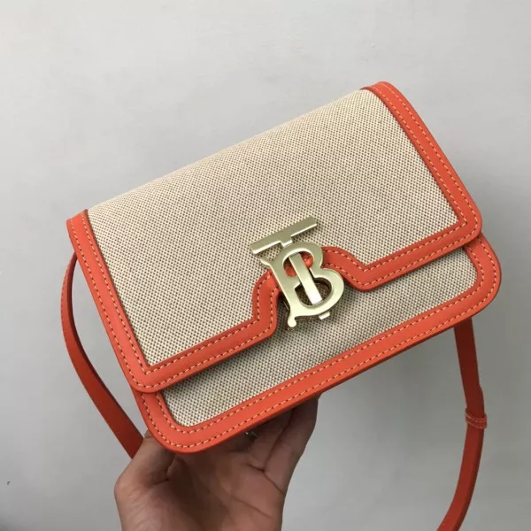 First Bag Ru BURBERRY Two-tone Canvas and Leather TB Bag 0117