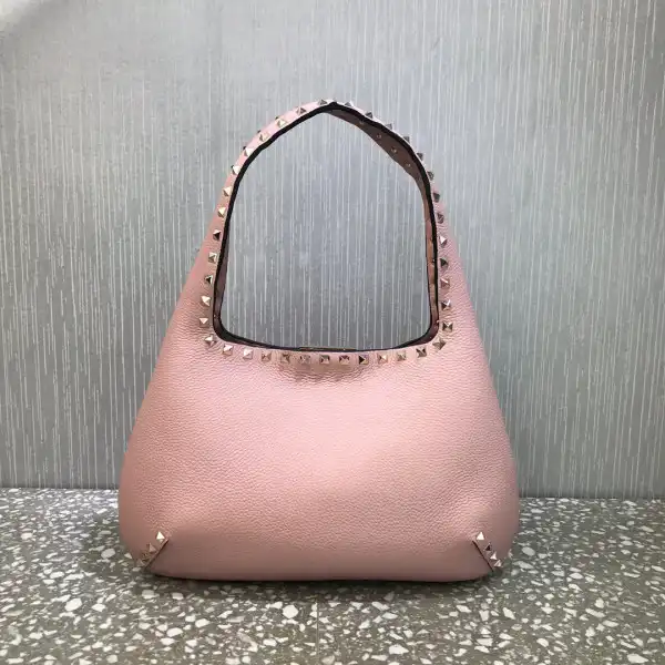 First Bag Ru VALENTINO SMALL ROCKSTUD GRAINY CALFSKIN HOBO BAG 0204